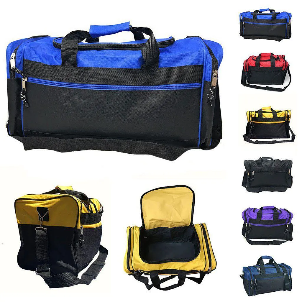 1 Dozen Duffle Bags Travel Size Sports Gym Blank 17 inch Wholesale Bulk Lot