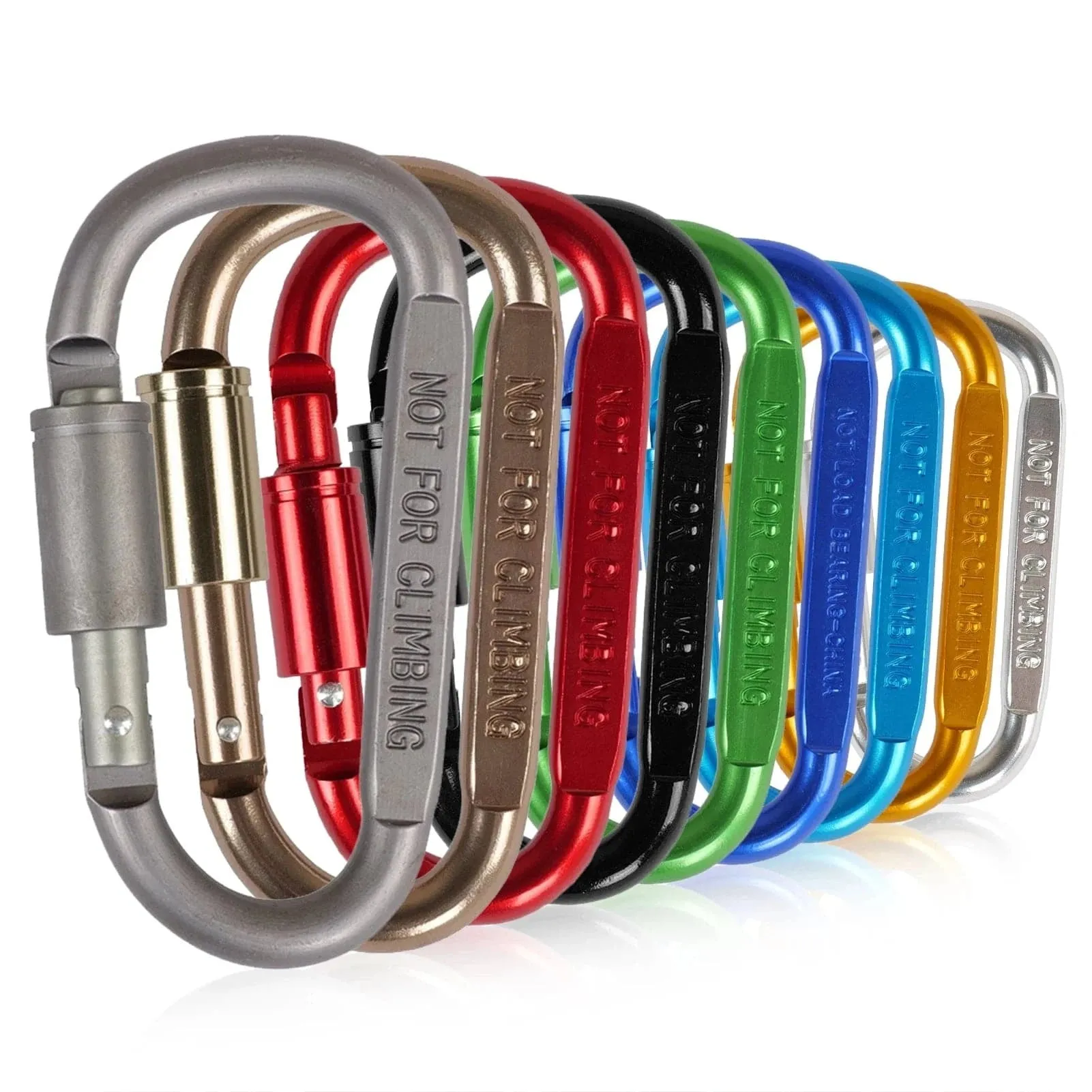 2022 New 9 Pack Aluminum Alloy D-ring Locking Carabiner Clip Hanging Buckle Keychain for Outdoor Camping Hiking