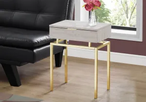 Accent Table - 24"H / Beige Marble / Gold Metal