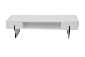 Arielle 59" TV Stand with Open Shelf in White