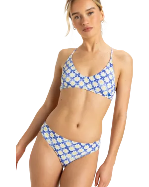 Artsy Tile Hipster Bikini Bottoms in Dazzling Blue Tile