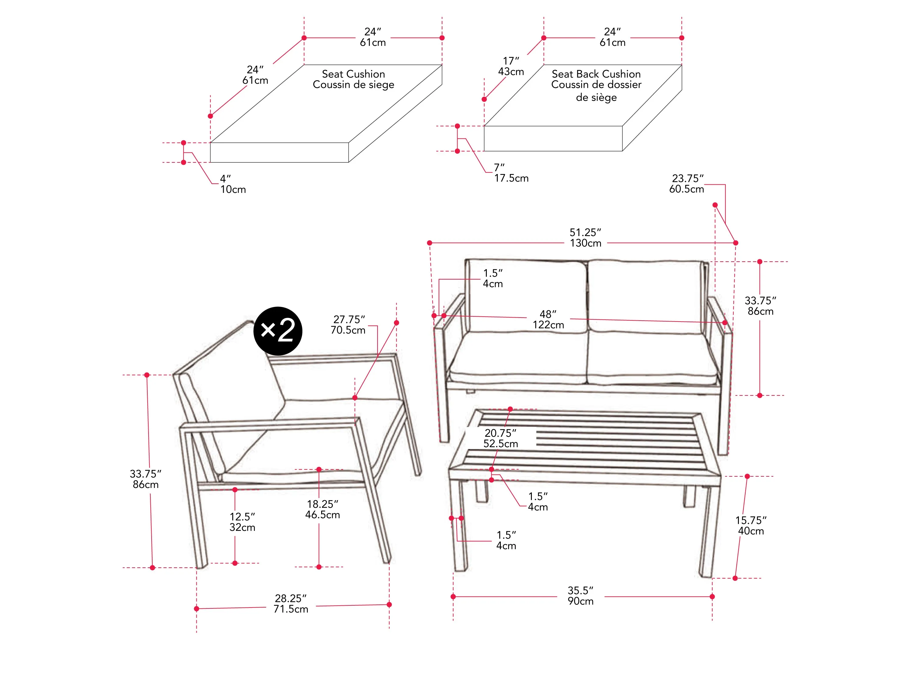 Beige Deluxe 4-Piece Patio Set