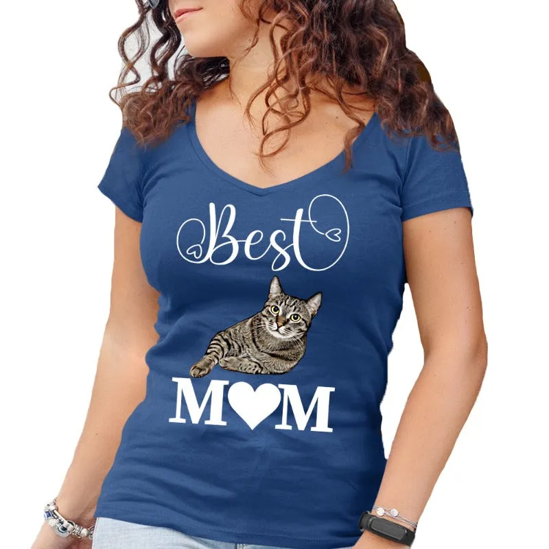 Best Cat Mom Shirt Cotton V-neck Tee