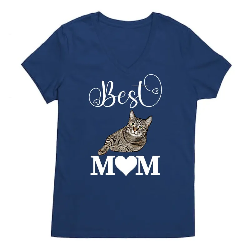 Best Cat Mom Shirt Cotton V-neck Tee