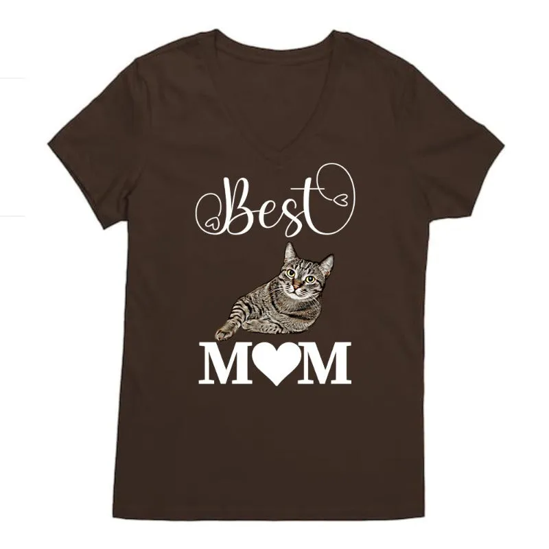 Best Cat Mom Shirt Cotton V-neck Tee