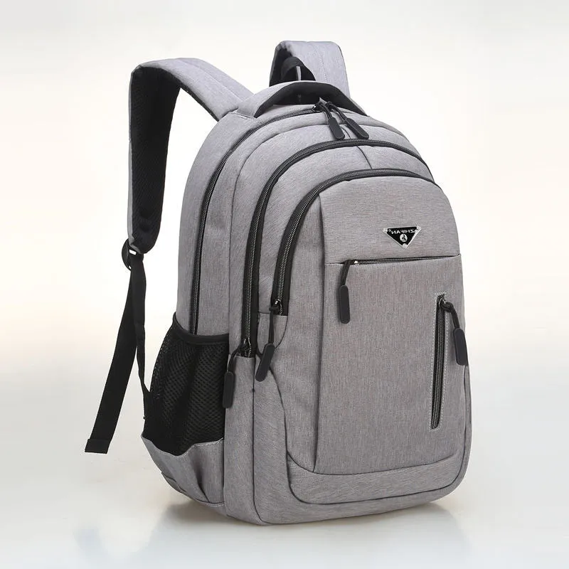 Big Capacity Men Backpack Multifunctional  Oxford Gray Solid USB Charging Student Schoolbag