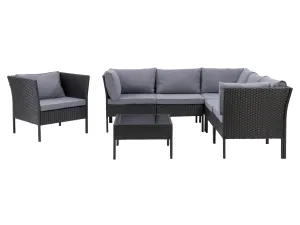 Black and Grey 7pc L Shaped Outdoor Sectional