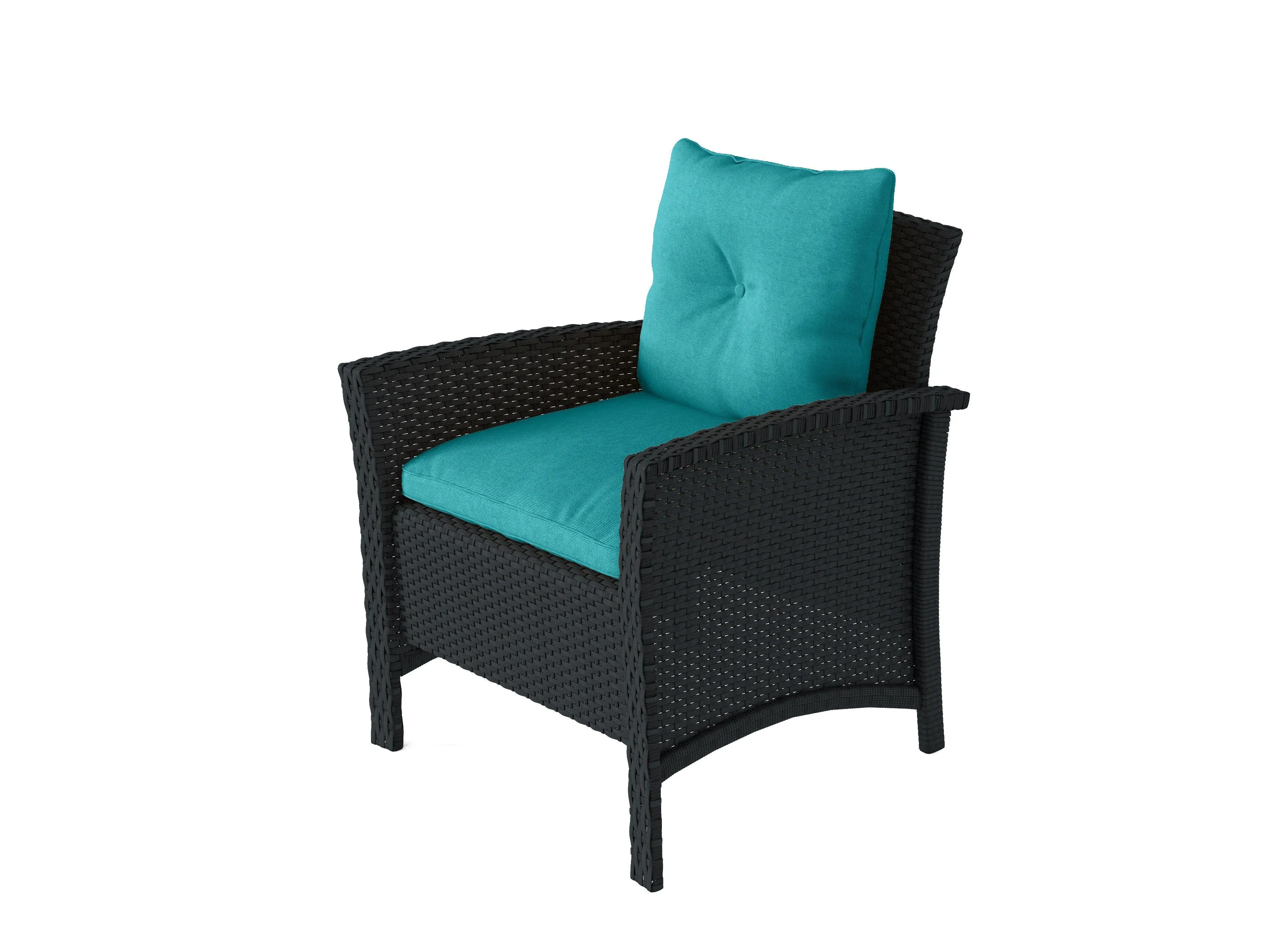 Black and Turquoise 4pc Wicker Patio Set