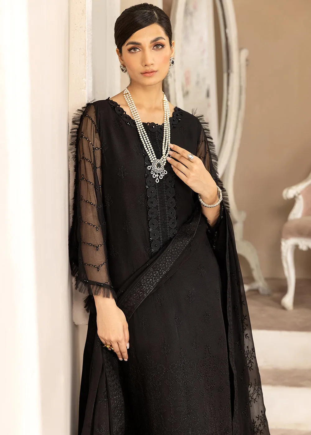 Black Formal Suit - Alizeh - Dhaagay Formals '23 - V02D10 - Anita