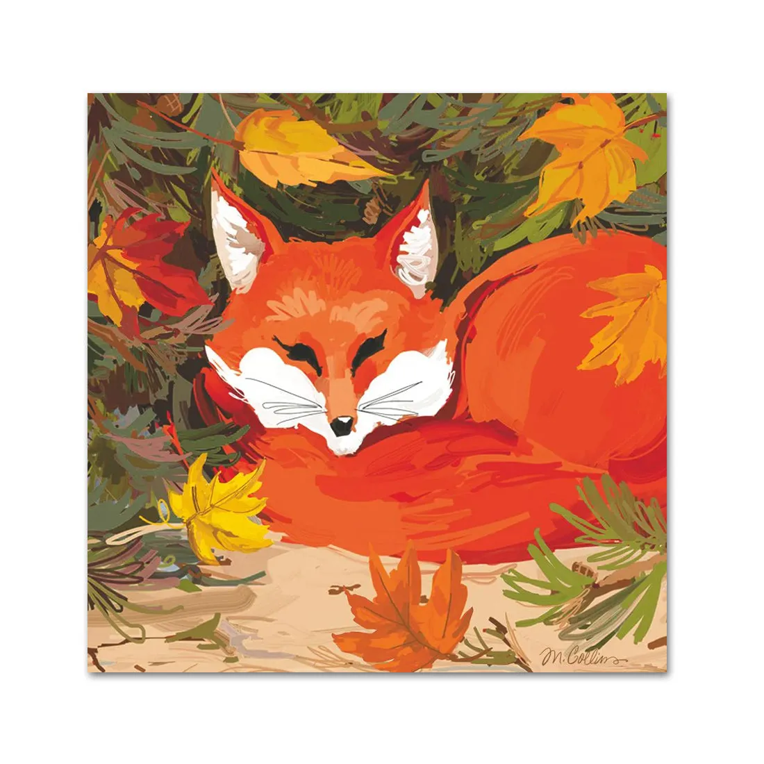 Bright Autumn Fox Paper Beverage Napkins