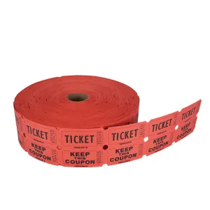 Bulk 2,000 ct Ticket Roll - 50/50 Red/Blue/Green/Orange (20 rolls per Case)