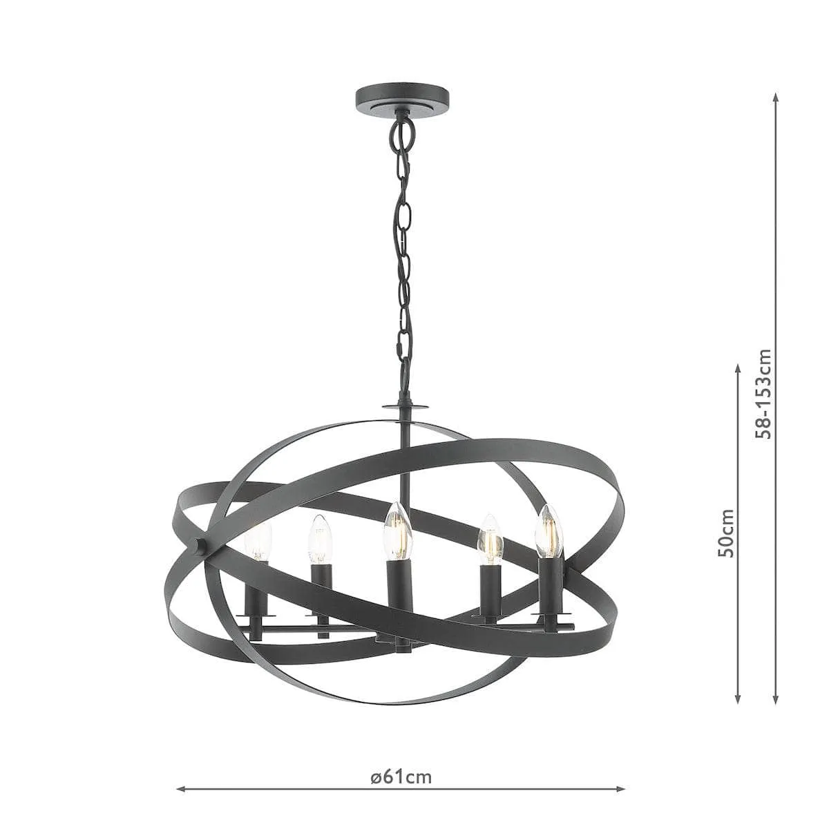 Cadiz 5 Light Pendant Light - Black