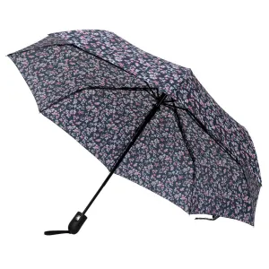 Compact Pink Floral Auto Open Umbrella