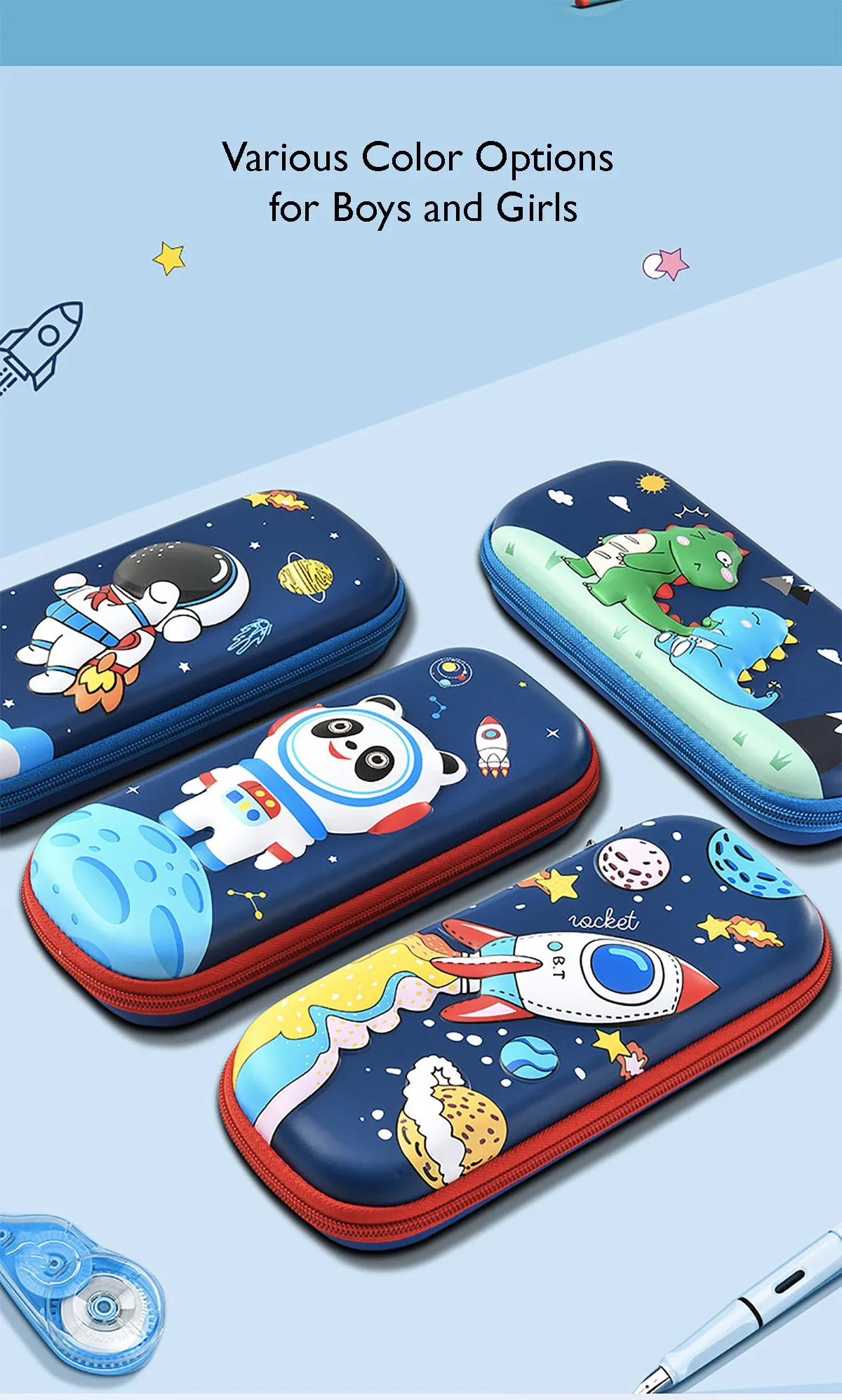 Fancydresswale Pencil Box 3D Pencil Pouch and Stationery Set Large Capacity for Boys and Girls (Spaceman)