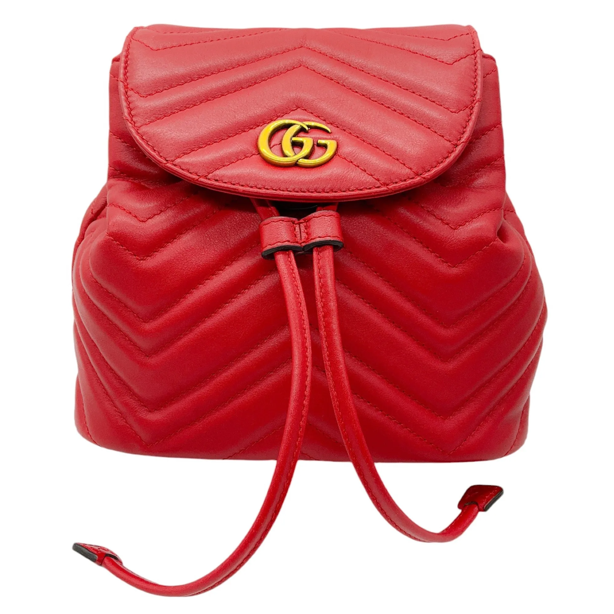 Gucci Red GG Marmont Leather Drawstring Mini Backpack