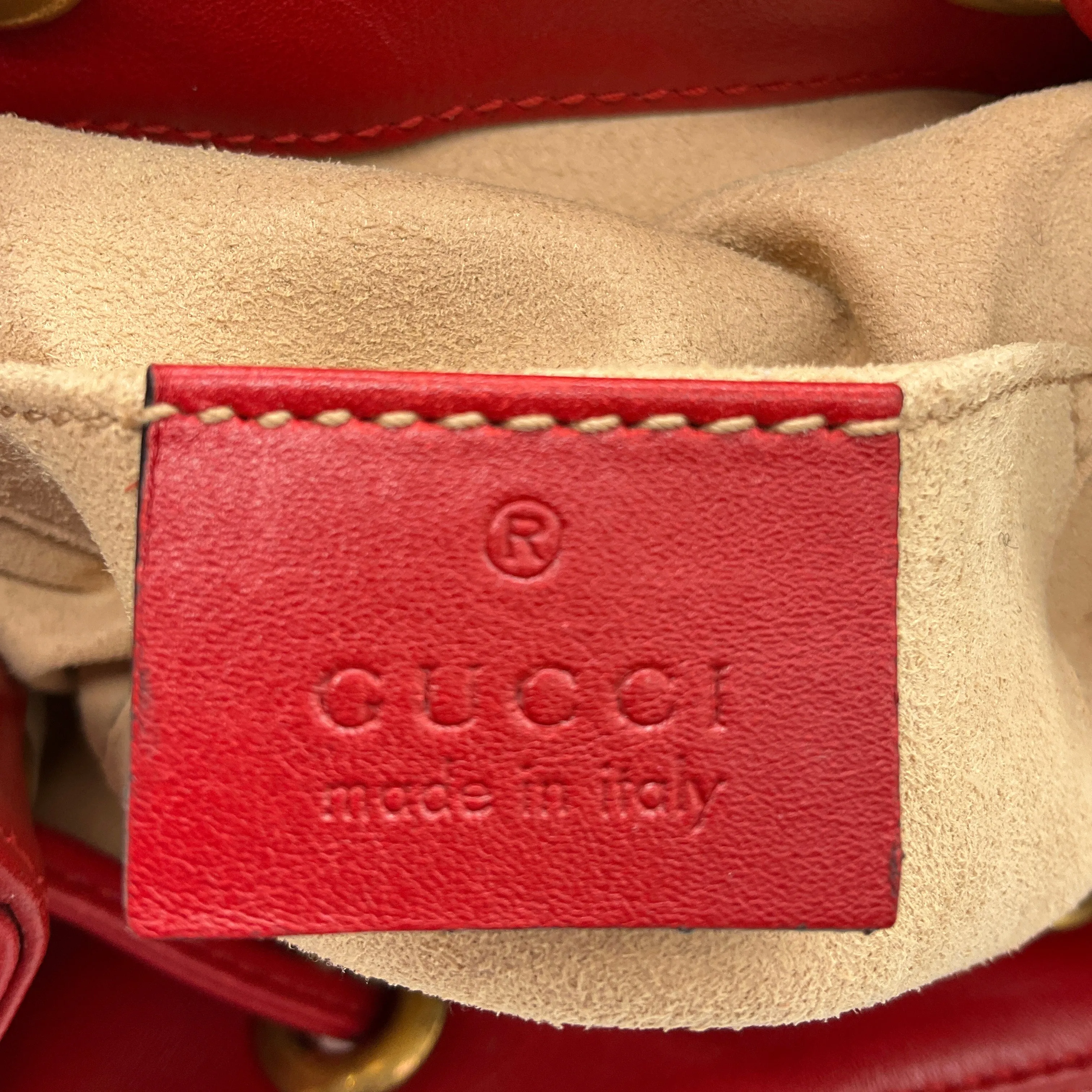 Gucci Red GG Marmont Leather Drawstring Mini Backpack