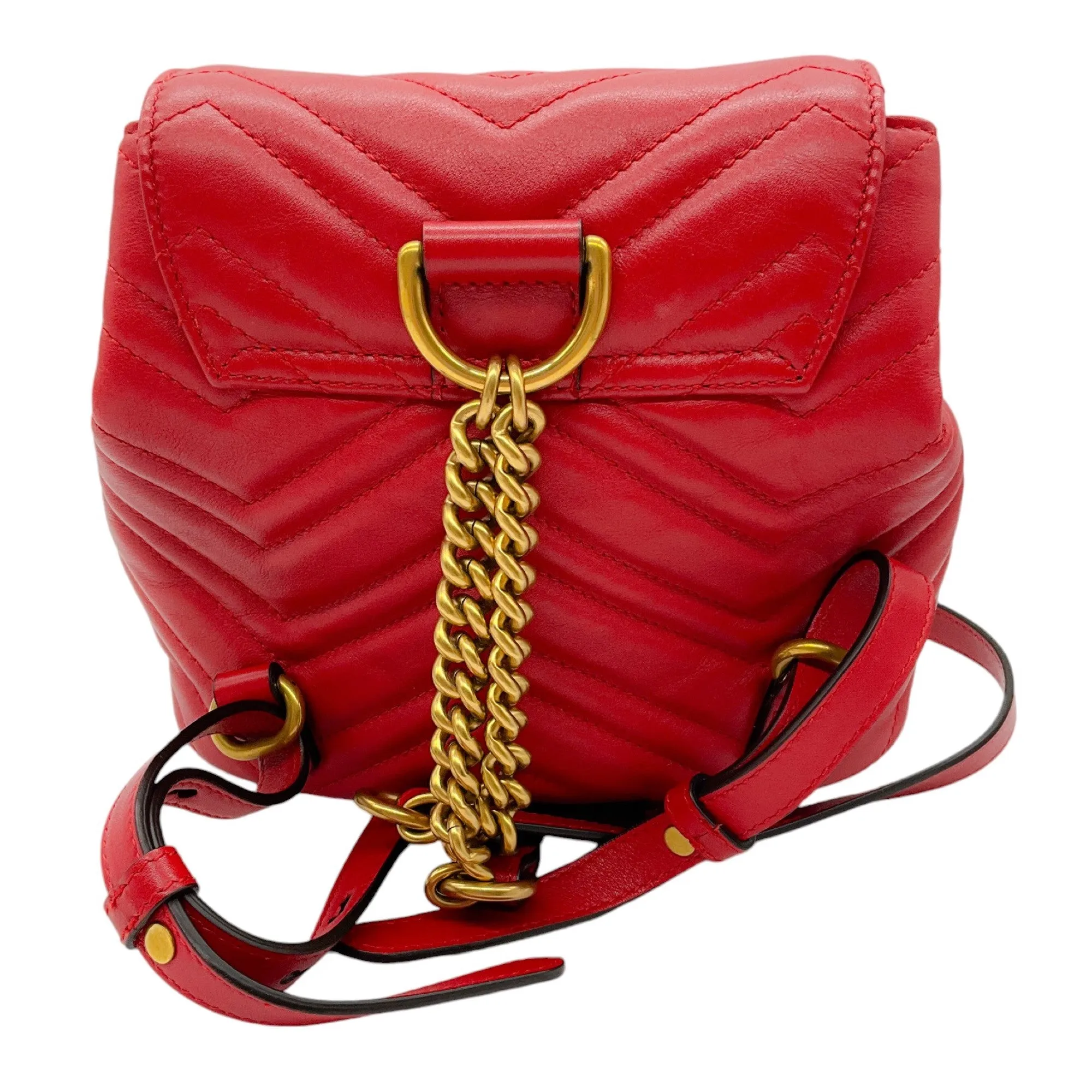 Gucci Red GG Marmont Leather Drawstring Mini Backpack