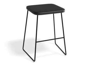 Hugo Low Stool - Black - Black Seat - 46cm Low Stool Square Black Seat