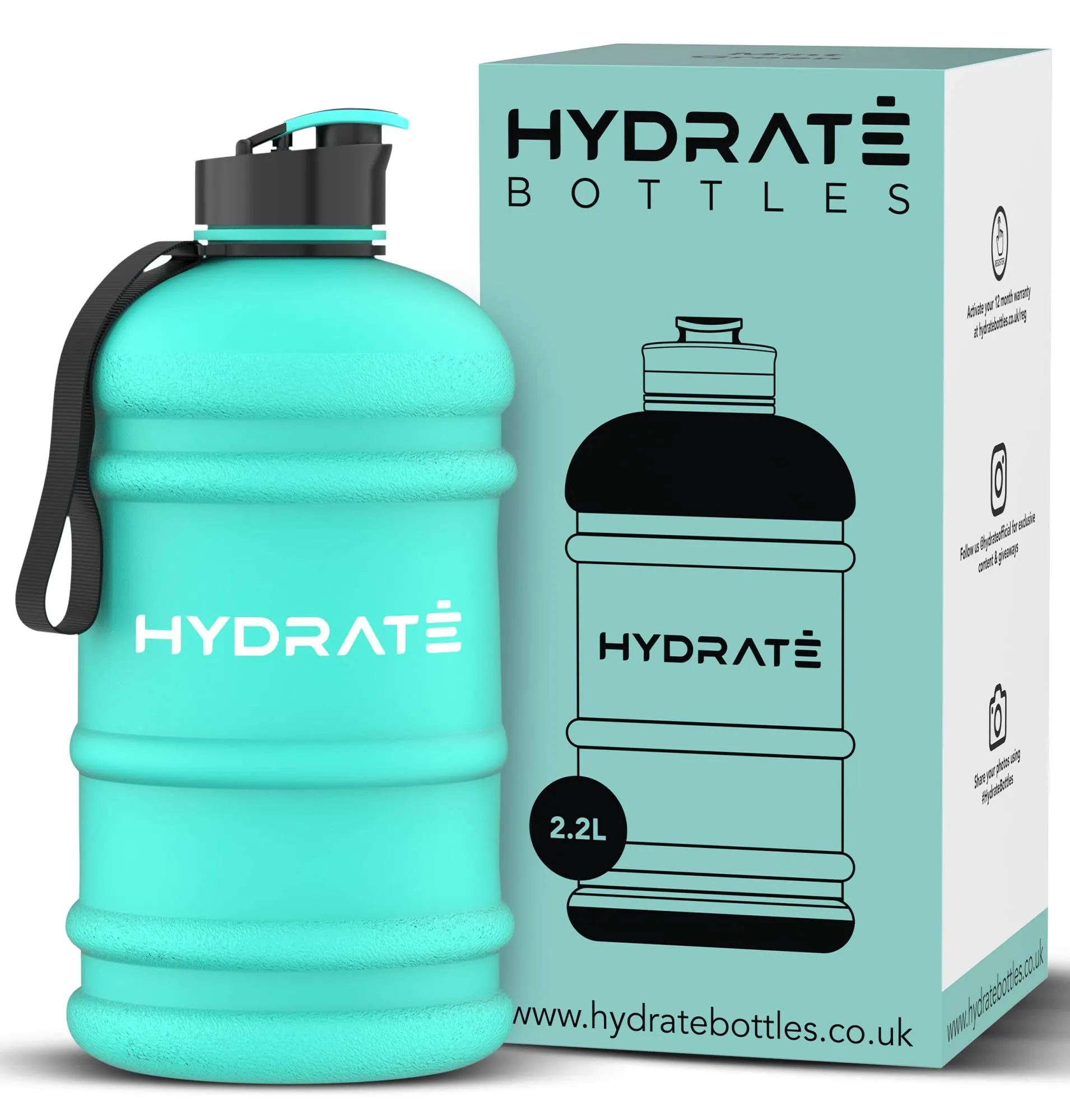 HYDRATE XL Jug Half Gallon Water Bottle - BPA Free, Flip Cap, Ideal for Gym - Color