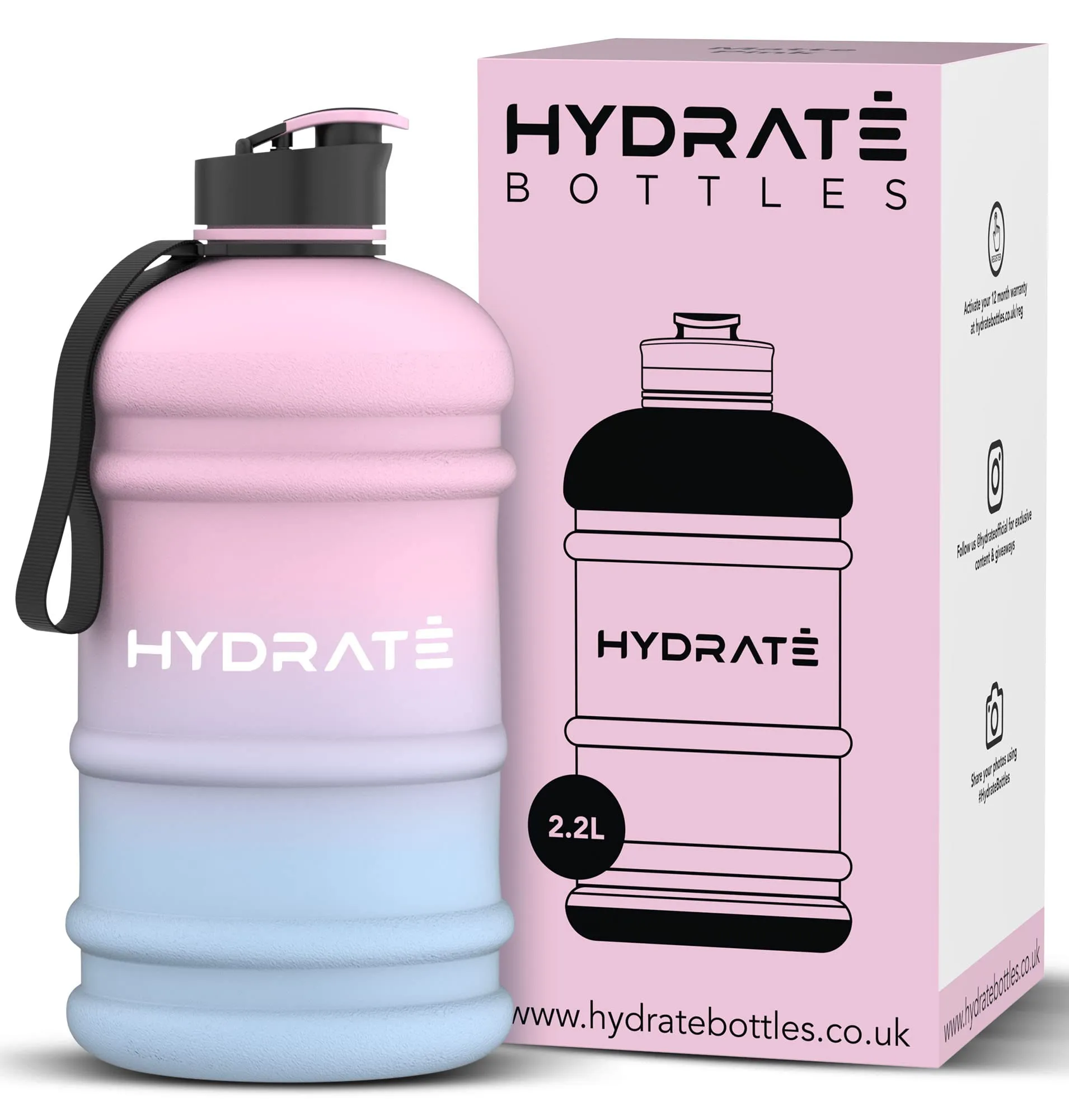 HYDRATE XL Jug Half Gallon Water Bottle - BPA Free, Flip Cap, Ideal for Gym - Color