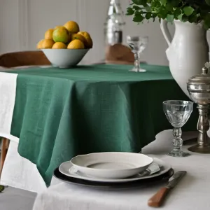 Informal Hunter Green Irish Linen Tablecloth