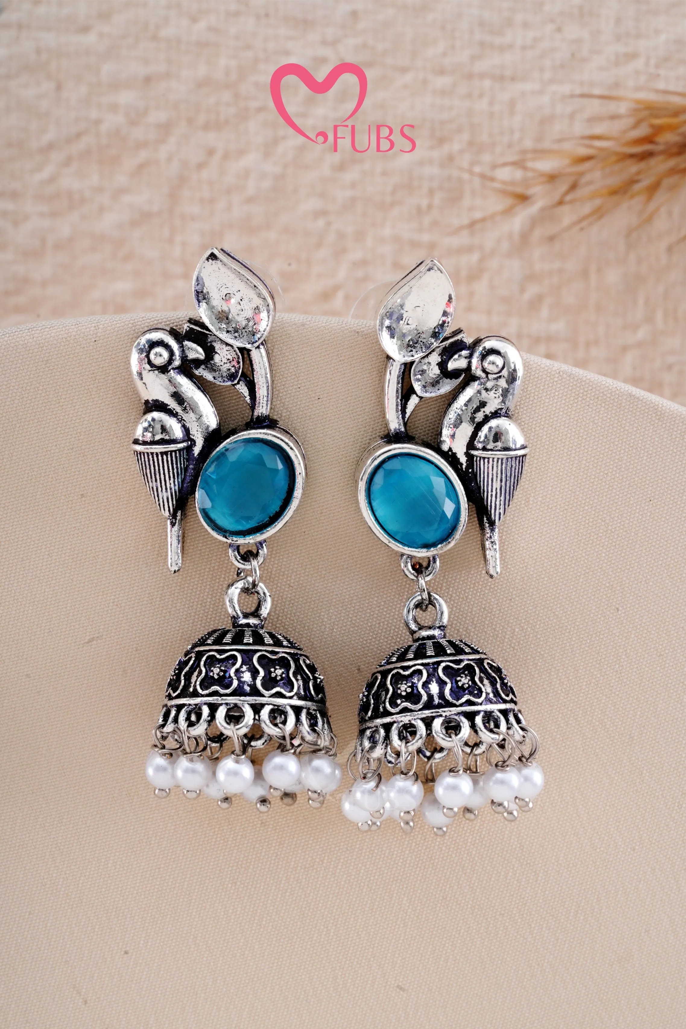 Light Blue Oxidized Tota Breeze Danglers