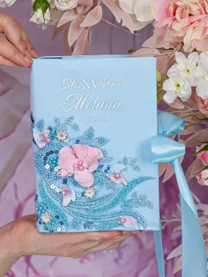 Light Blue with Pink Quinceanera Bible (Spanish version)