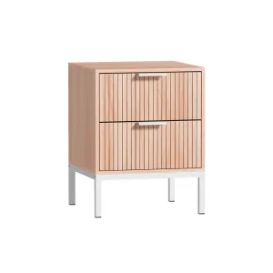 Lura Bedside Table With 2 Drawers - Pine