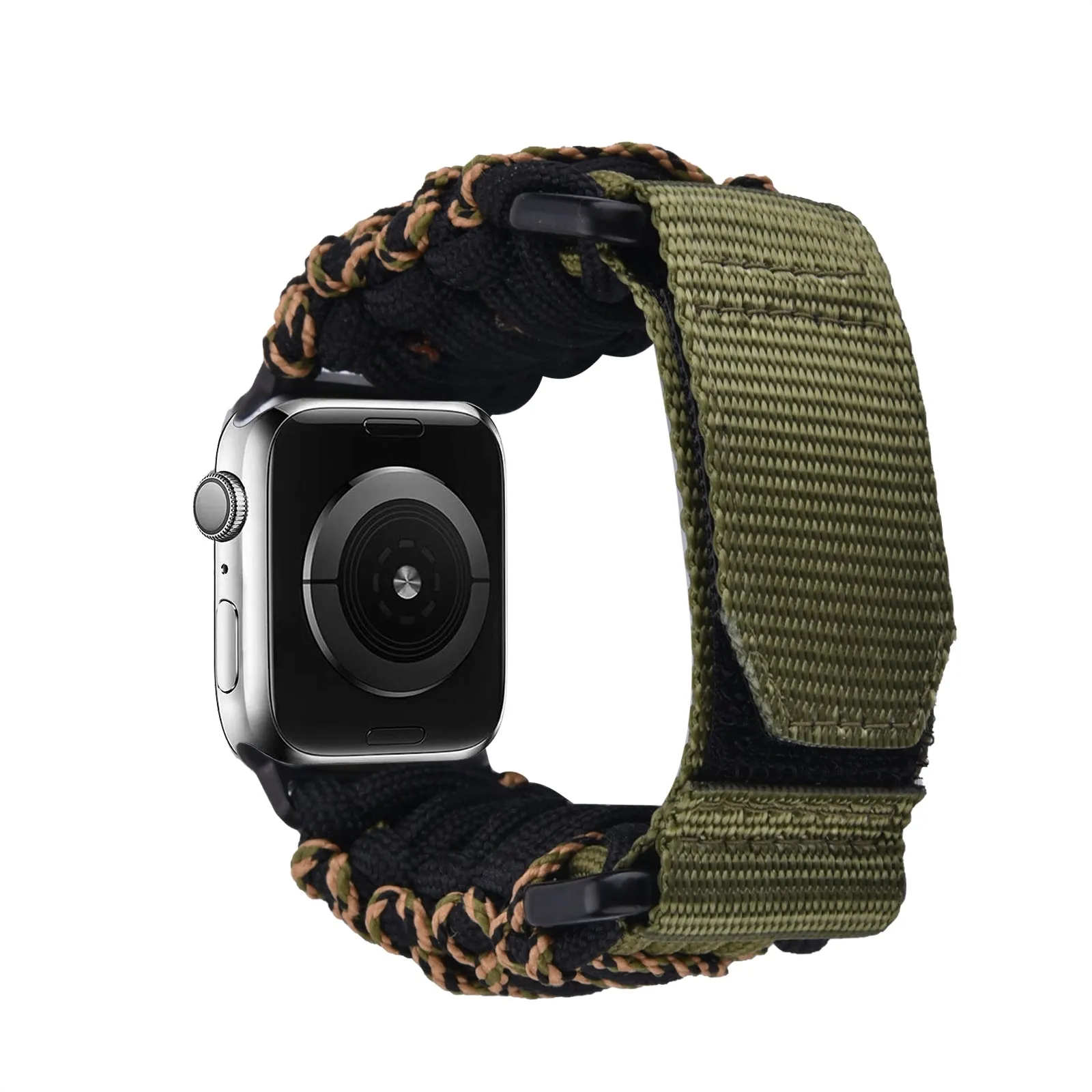 Nylon Braided Sports Rugged Band for Apple Watch-Army Green & Black