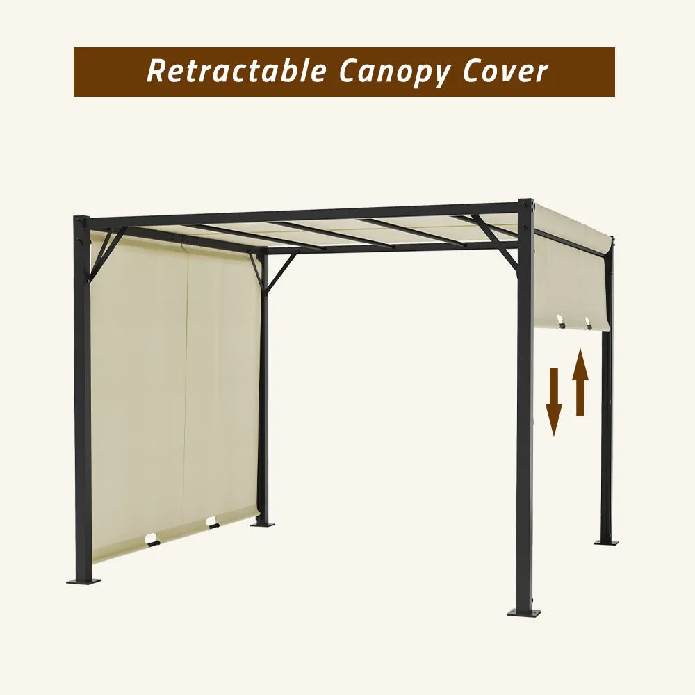 Outdoor Retractable Steel Pergola with Double Sided Canopy