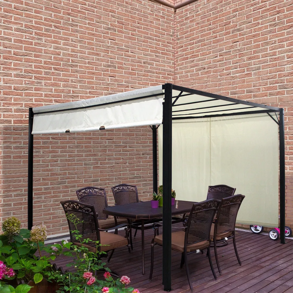 Outdoor Retractable Steel Pergola with Double Sided Canopy