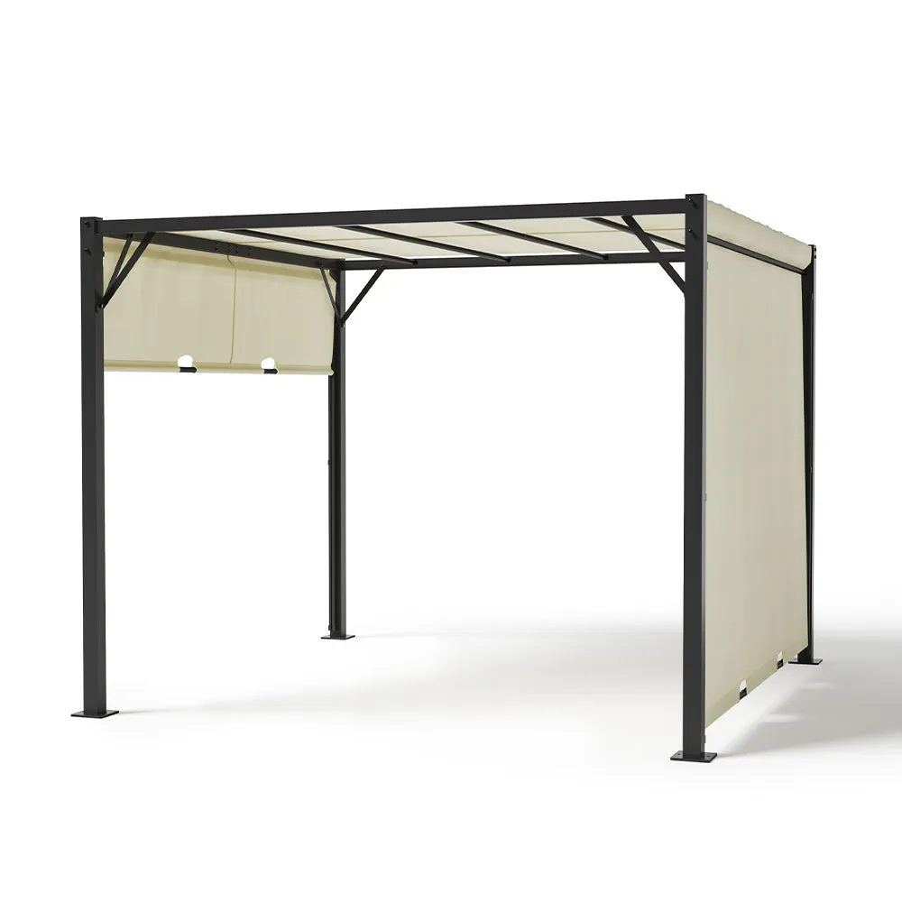 Outdoor Retractable Steel Pergola with Double Sided Canopy