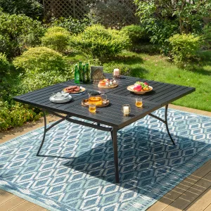 Phi Villa 60" Outdoor Metal Square Patio Dining Table with Umbrella Hole