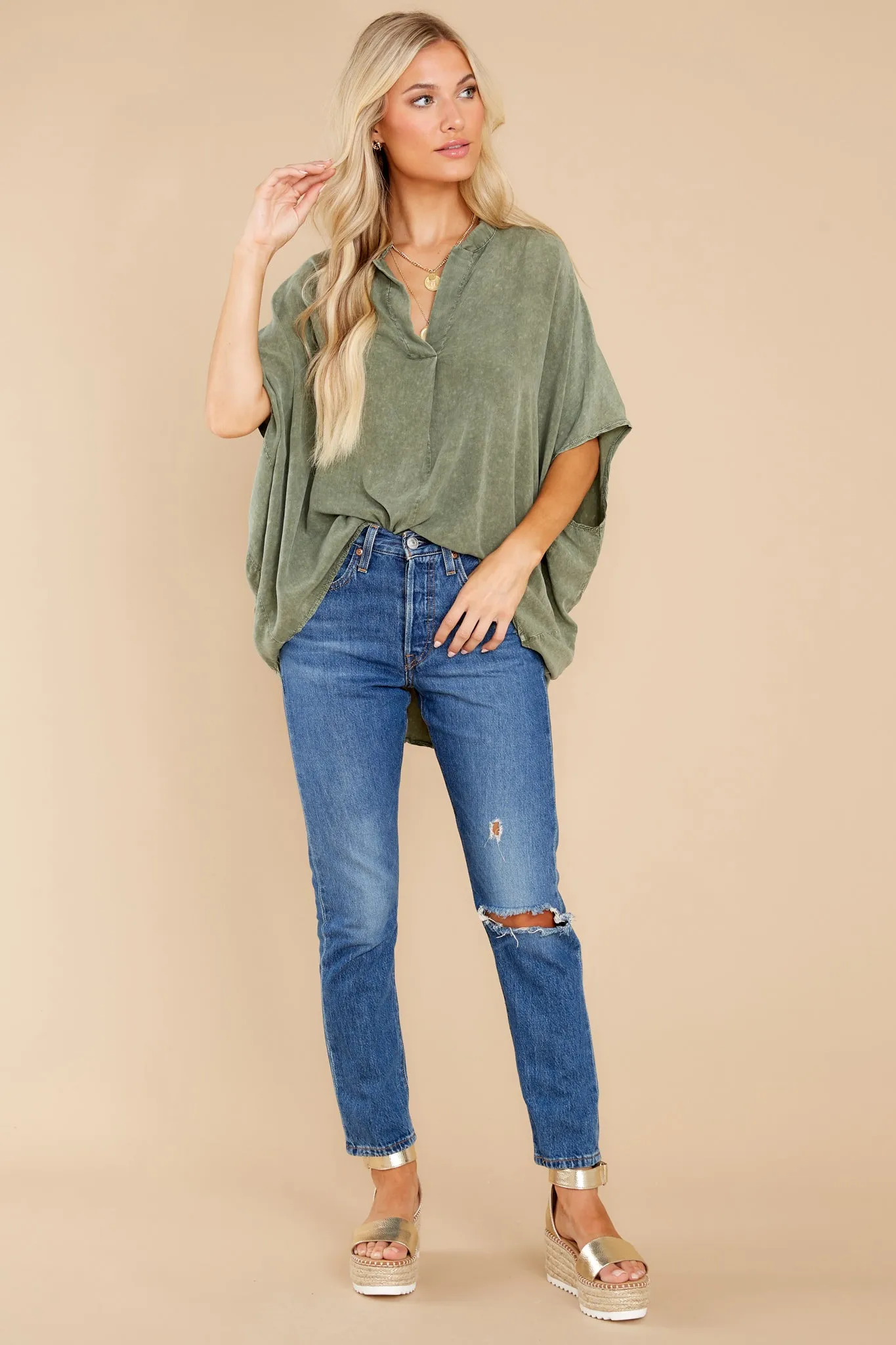 Pure Ambition Olive Green Top