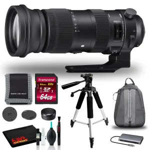 Sigma 60-600mm DG OS HSM Sports Lens for Nikon F with 64GB SD, Bag, and More