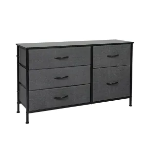 Stylish Grey Storage Cabinet Lowboy with 5 Drawers - Grey