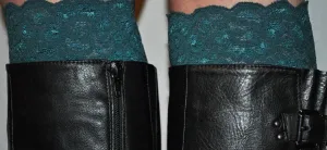 Teal/Green scalloped lace boot cuffs, boot toppers. 5" to 6" wide super stylish made with gorgeous stretch lace. Saint Patricks Day