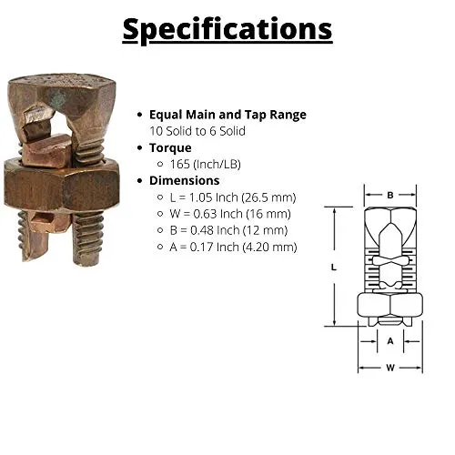 Voltada 50 Pack High Strength Copper Alloy Split Bolt Connector for Equine Fencing