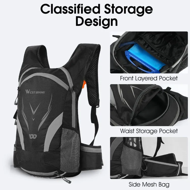 WEST BIKING YP0707271 Riding Luminous Backpack Outdoor Casual Travel Shoulder Bag, Size: 16L(Black Gray)