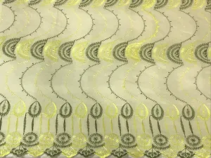 Yellow/Olive Embroidery Anglais - 1.50 Mtr Remnant